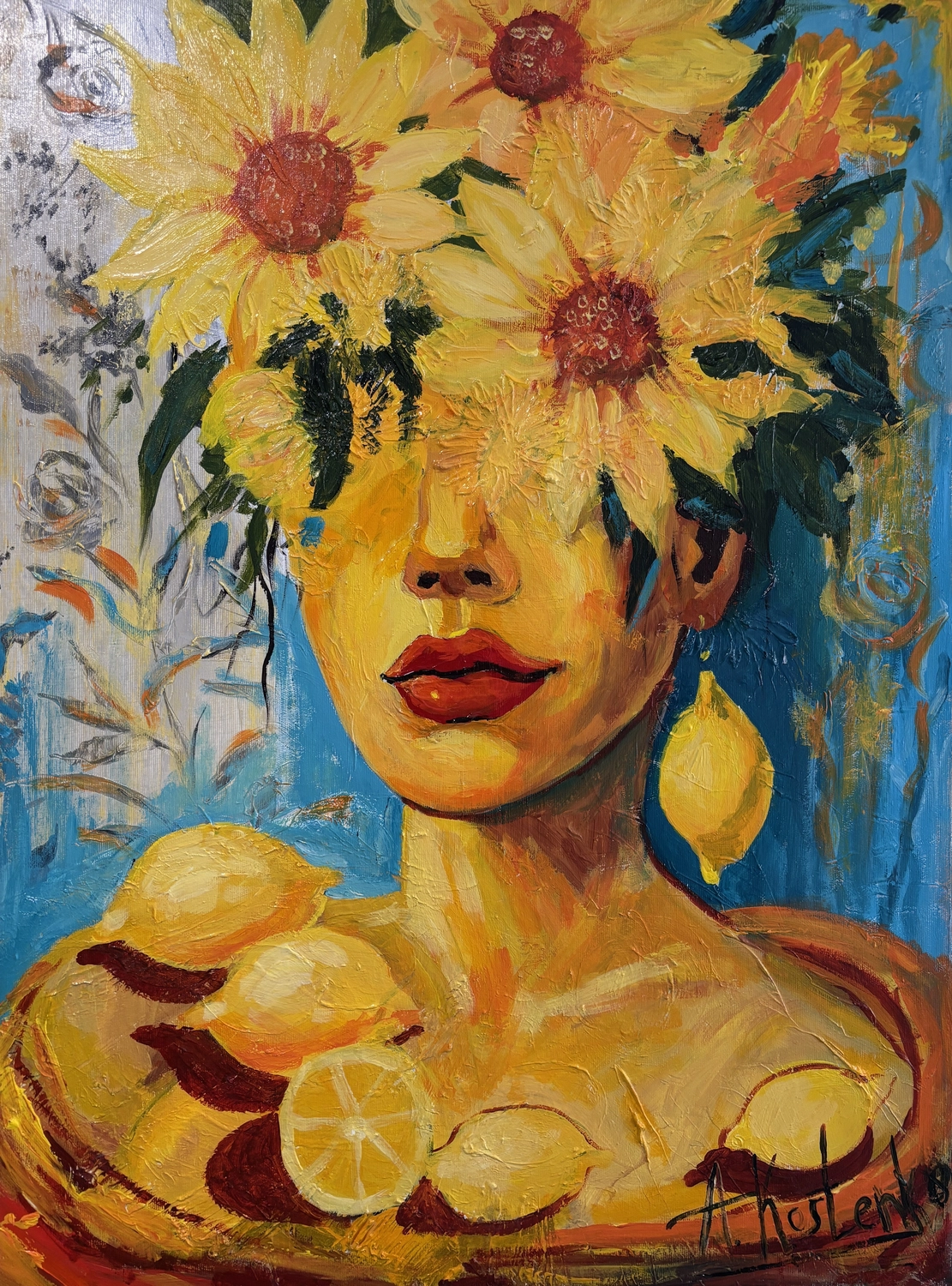 Sonnenblumengemälde Anastasiia Kostenko